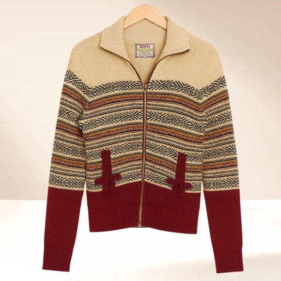 Staple Rugged Outdoors Knit Sweater – Fair Isle Zip Jacket - Picture 1 of 7